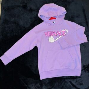 Versace Kids Lavender Hoodie with Pink Logo